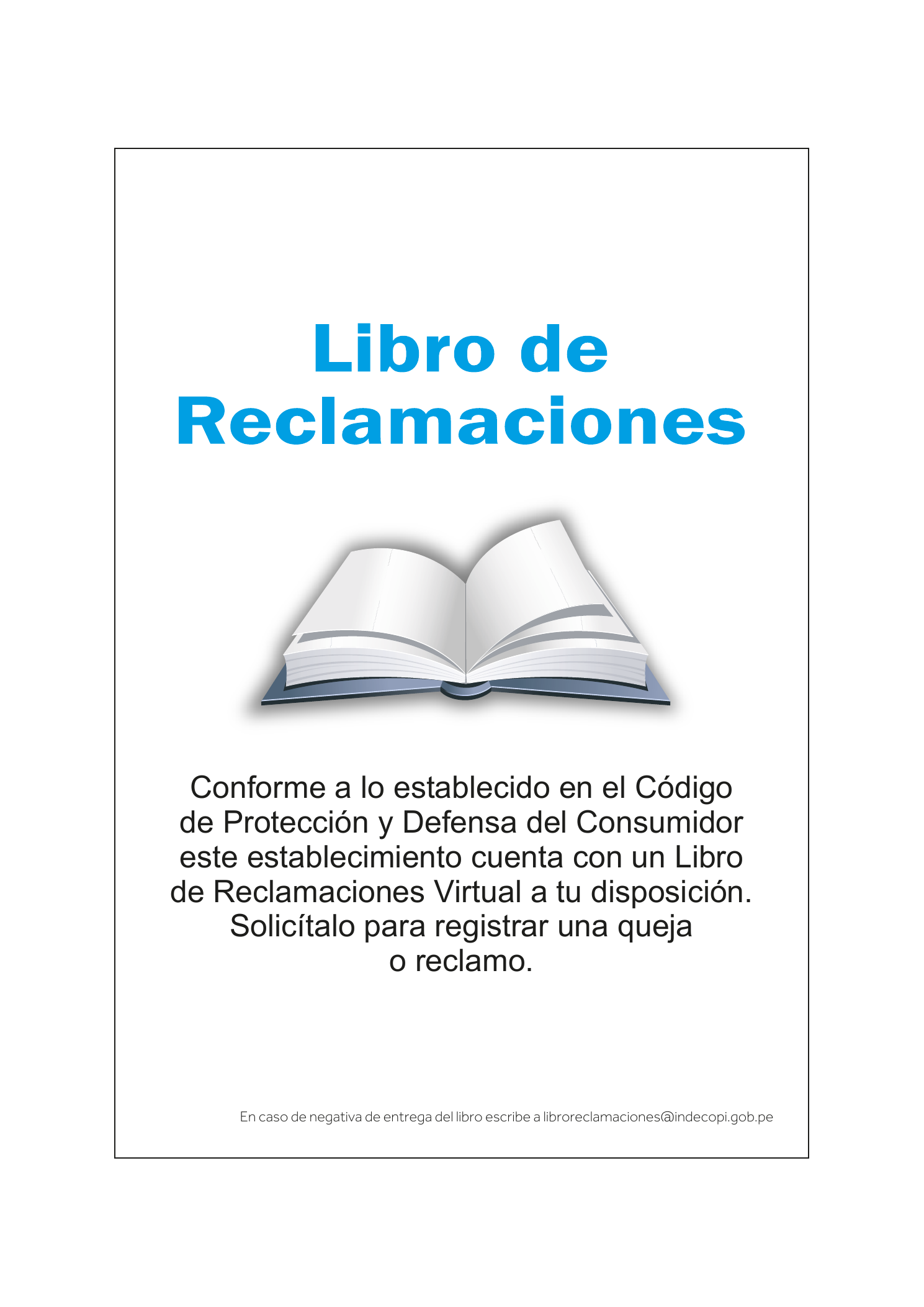 Aviso oficial del Libro de Reclamaciones Virtual